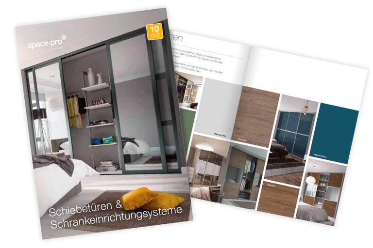 Space Pro Broschüre mit Schiebetüren und Schrankeinrichtungssystemen