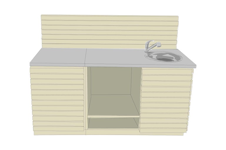 Outdoor-Küche mit Spüle und Arbeitsplatte