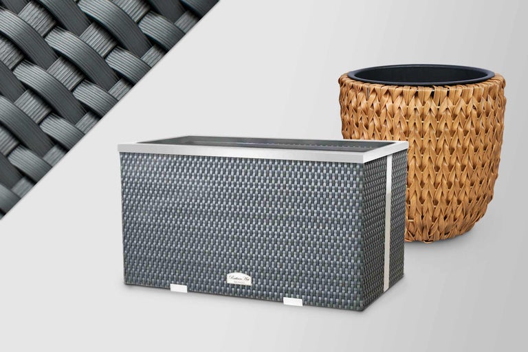 Jardinière rectangulaire en rotin avec insert