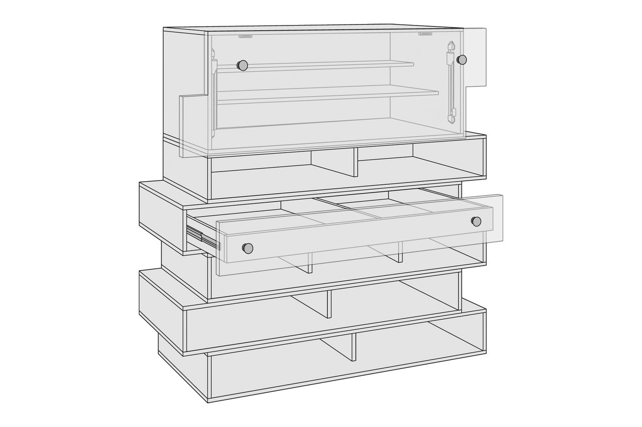 Éléments d'armoire avec tiroirs et étagères
