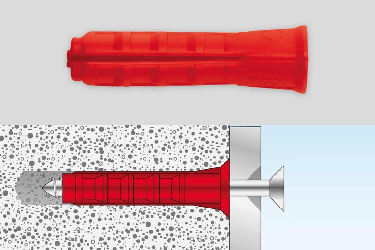 Kunststoffspreizdübel und Dübel im Beton
