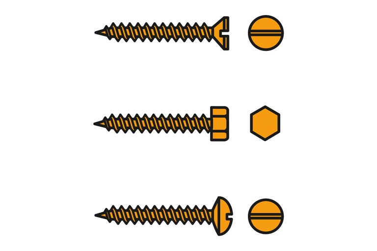 Illustration de trois vis avec différentes têtes