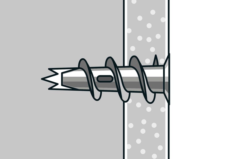 Illustration d'une vis pour cloison sèche dans un mur