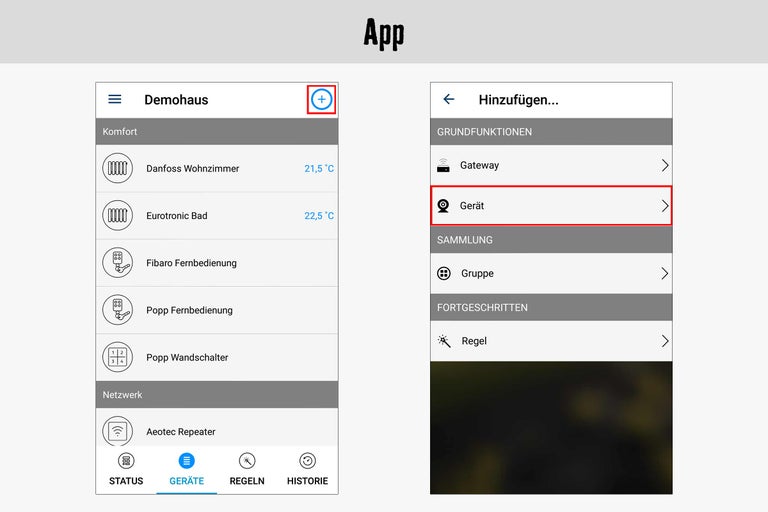 Capture d'écran d'une application de domotique