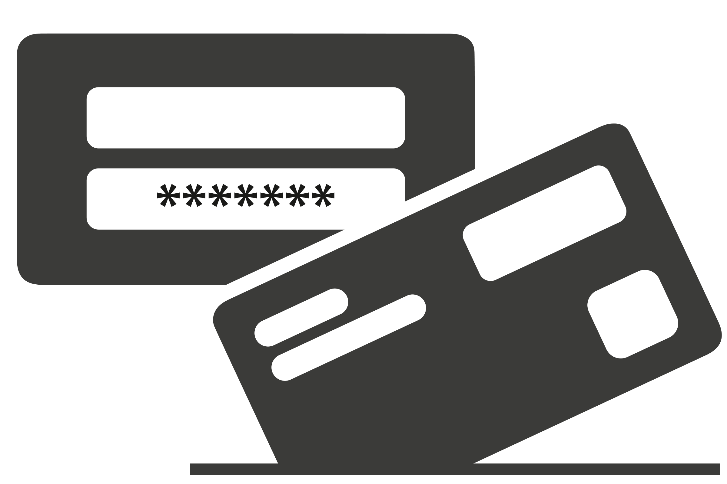 Symbol für Passwortschutz und Kreditkarte