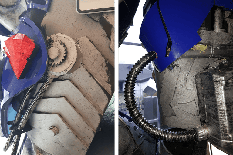 Detailansicht von mechanischen Elementen eines Kostüms.