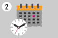 Symbole de planification de rendez-vous avec calendrier et horloge