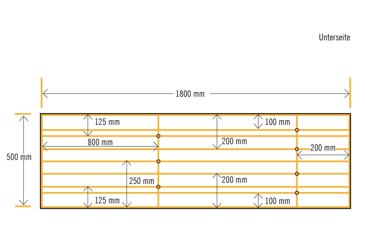 Dessous d'une construction en bois avec dimensions