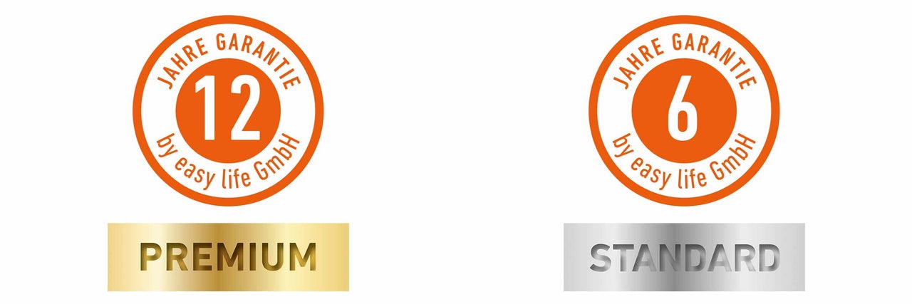 Image symbolique pour douze ans de garantie Premium et six ans de garantie Standard