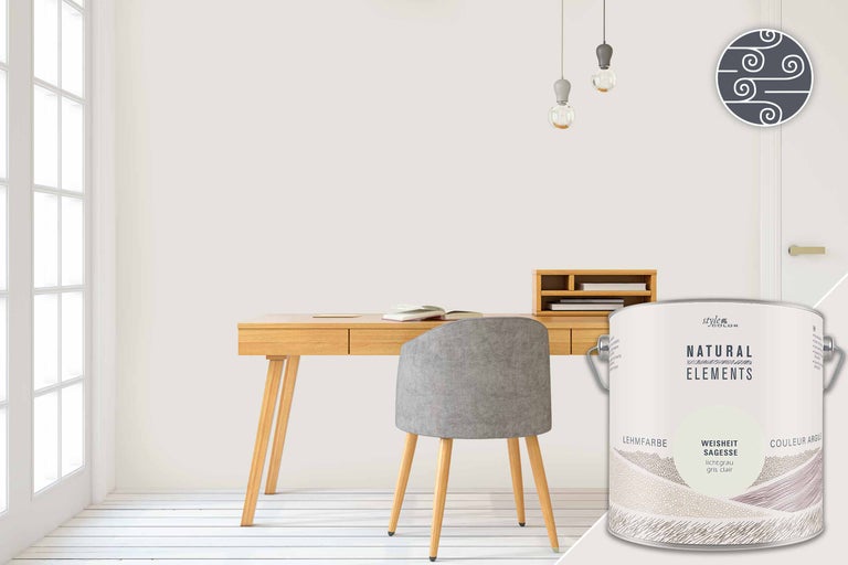 Bureau avec peinture à l'argile Weisheit, Salbei, gris clair de Style Color Natural Elements