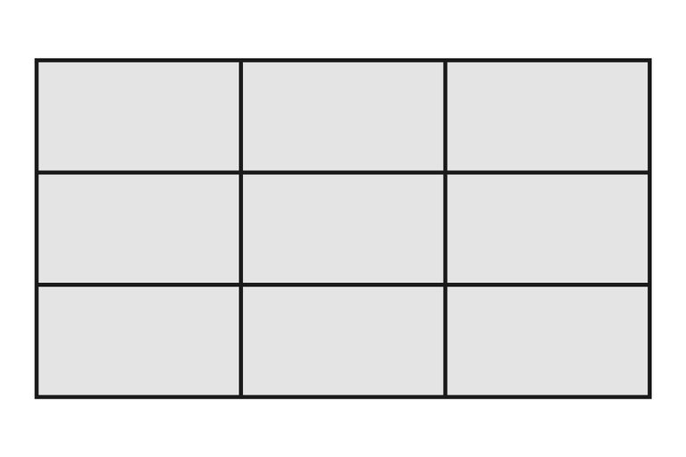 Neuf rectangles, disposés en grille