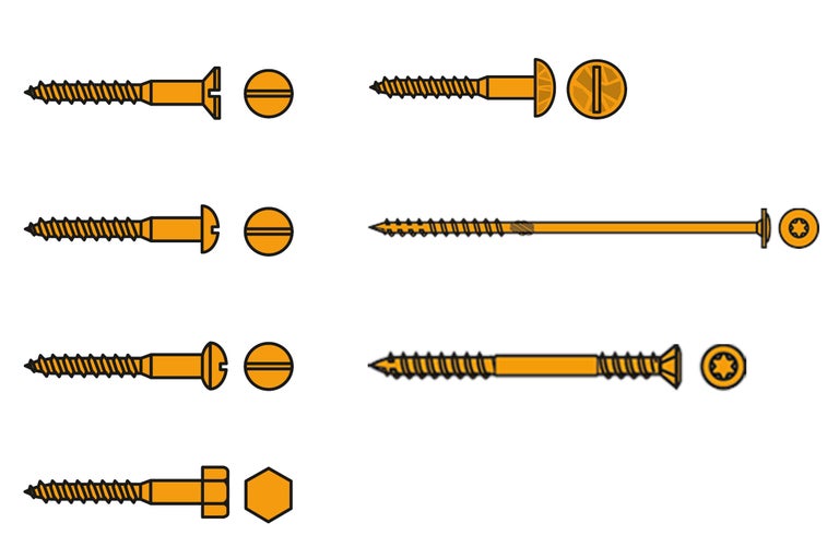 Illustration de différentes vis avec différentes têtes