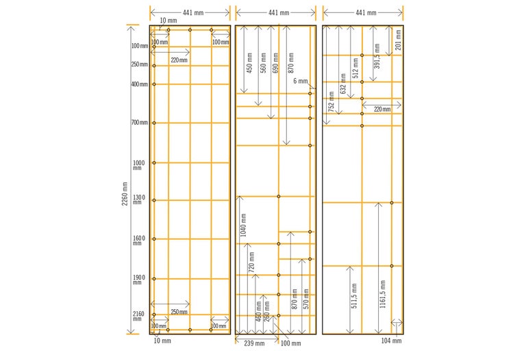 Dessin coté avec différentes dimensions en millimètres