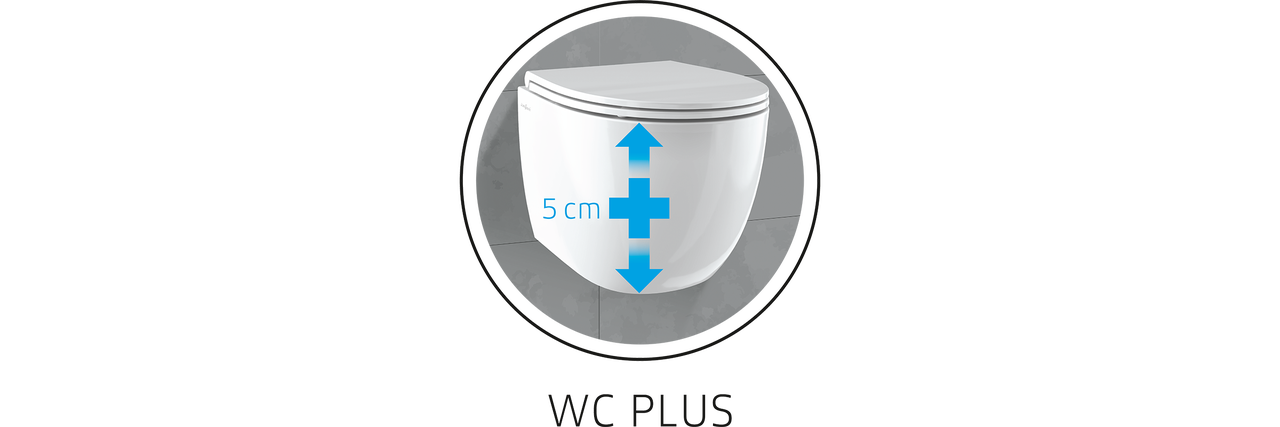 WC suspendu avec réglage en hauteur de 5 cm