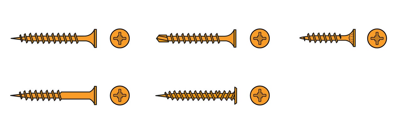 Illustration de différentes vis cruciformes