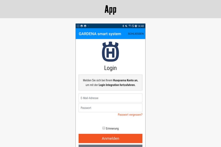 Écran de connexion de l'application Gardena Smart System
