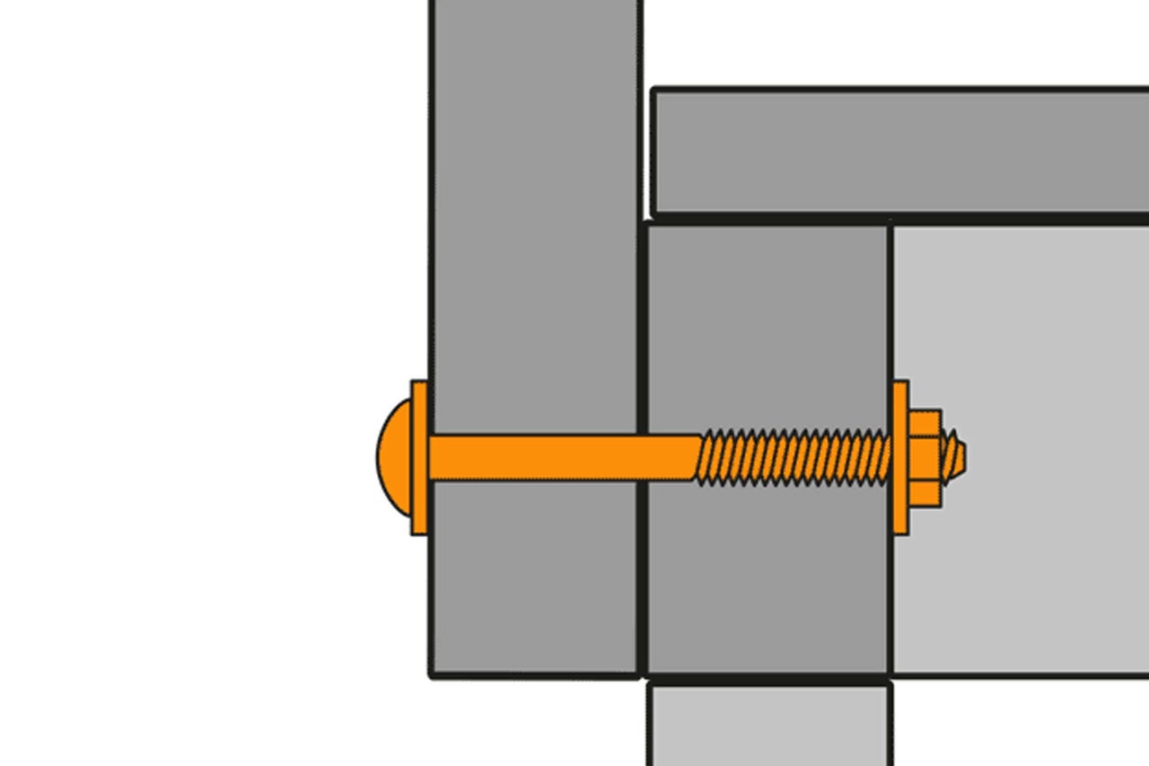 Illustration d'une vis avec rondelle pour la fixation de deux plaques de béton