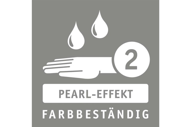 Symbole pour l'effet perlé et la résistance des couleurs, double couche