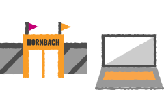 Hornbach Filiale neben einem Laptop