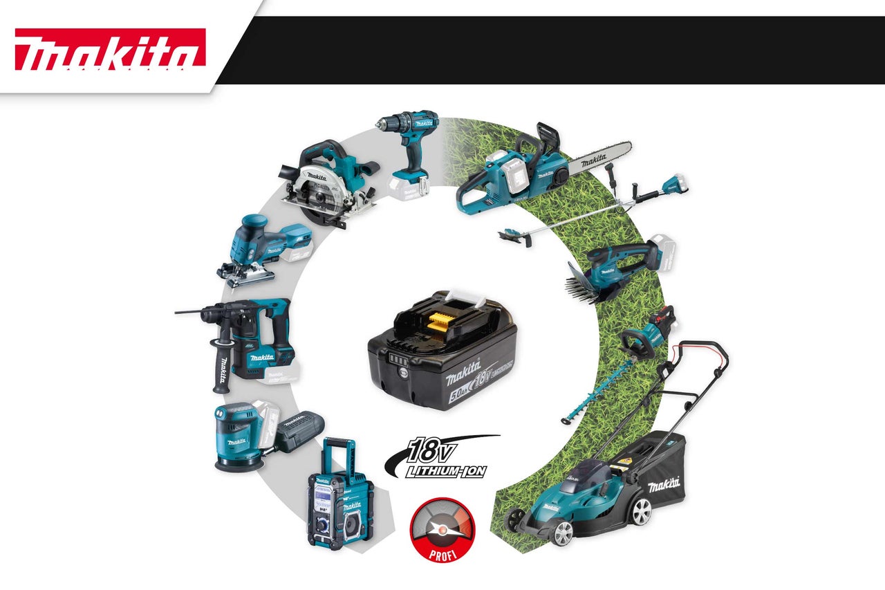 Outils et équipements de jardin Makita avec batterie lithium-ion 18 volts