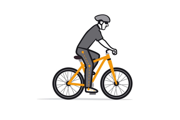Illustration eines Radfahrers auf einem Fahrrad zur Darstellung der richtigen Körperhaltung
