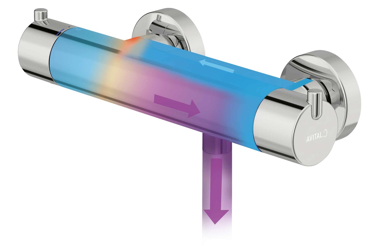 Logo Avital sur mitigeur thermostatique