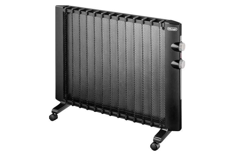 Radiateur électrique à grille noir avec roulettes