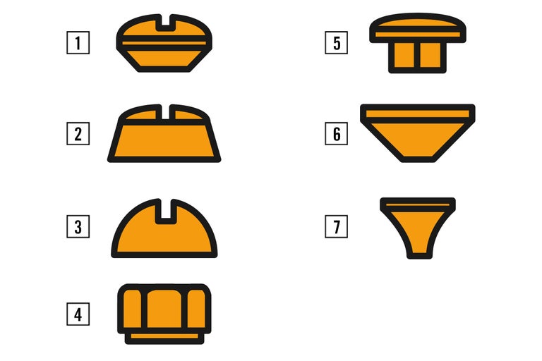 Diverses formes de bouchons d'extrémité pour projets de construction
