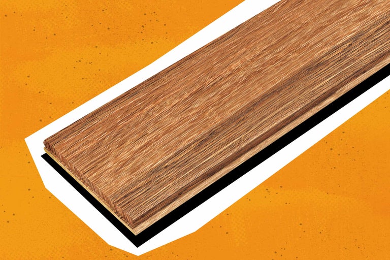 Lame de parquet en bois avec veinage naturel et système de clic.