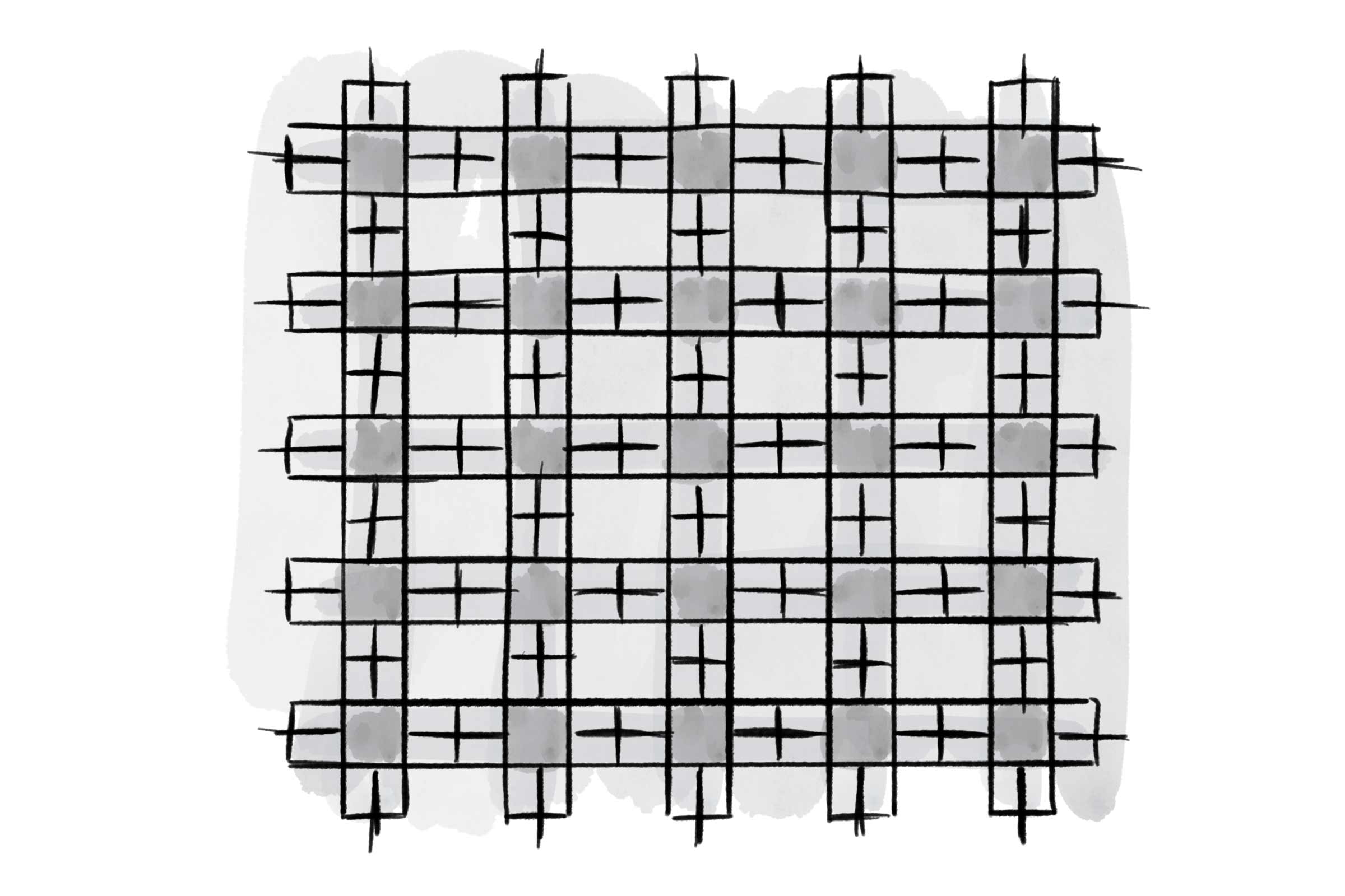 Illustration eines Gitternetzmusters mit schattierten Quadraten