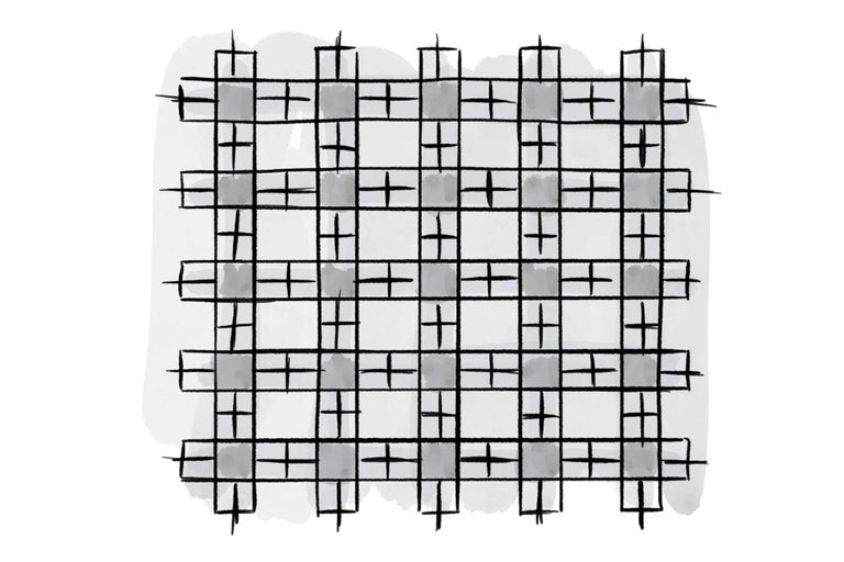 Illustration d'un motif de grille avec des carrés ombrés