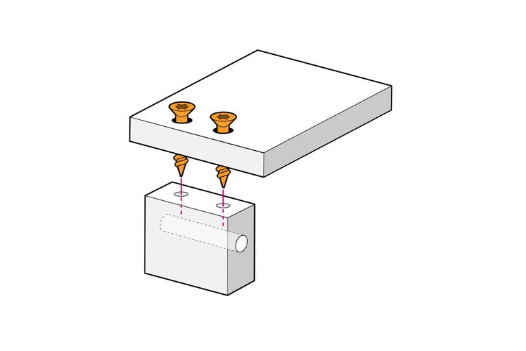 Illustration du montage d'une pièce à l'aide de vis