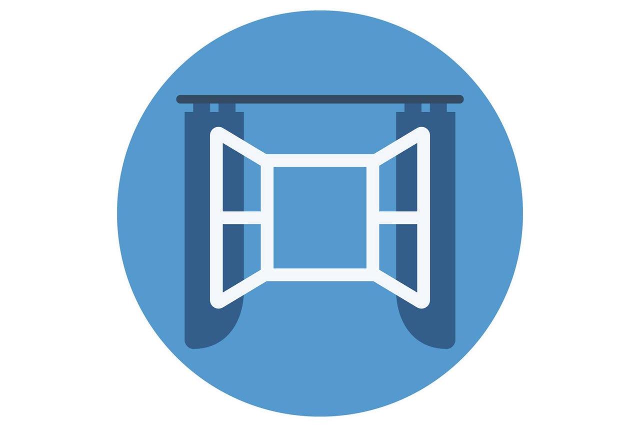 Symbole pour fenêtre avec rideaux
