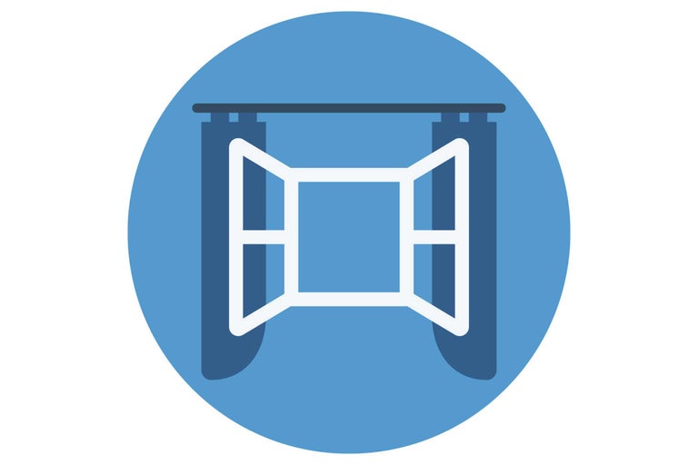 Symbole pour fenêtre avec rideaux