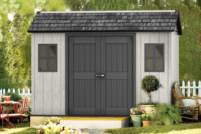Gartenschuppen mit Doppeltür und Fenstern