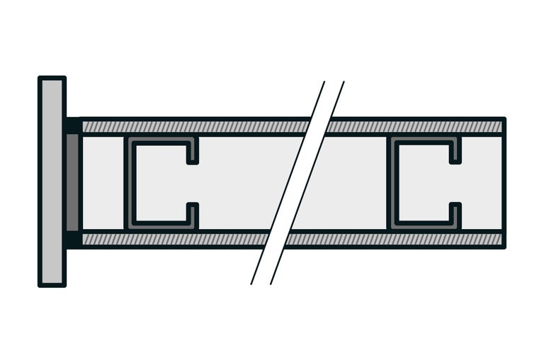 Schema einer Trockenbauwand mit C-Profilen