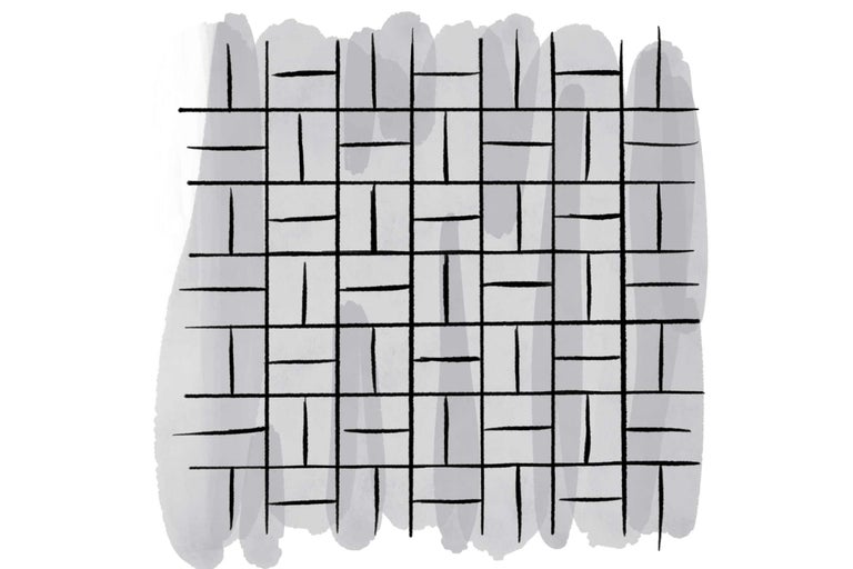 Représentation abstraite d'une maçonnerie avec des pierres décalées