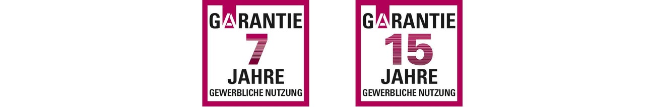 Sceau de garantie pour sept ans et quinze ans d'utilisation commerciale