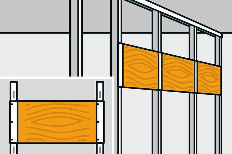 Illustration d'une structure murale avec des panneaux de bois