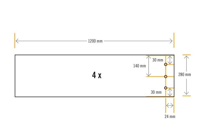 Technische Zeichnung mit Massangaben