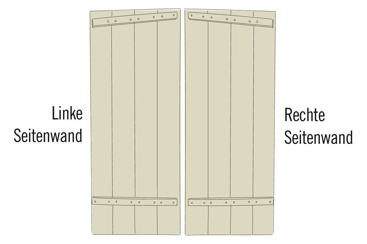 Illustration von linker und rechter Seitenwand aus Holz mit Querstreben