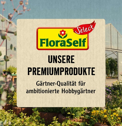 FloraSelf Logo: Unsere Premiumprodukte für ambitionierte Hobbygärtner.