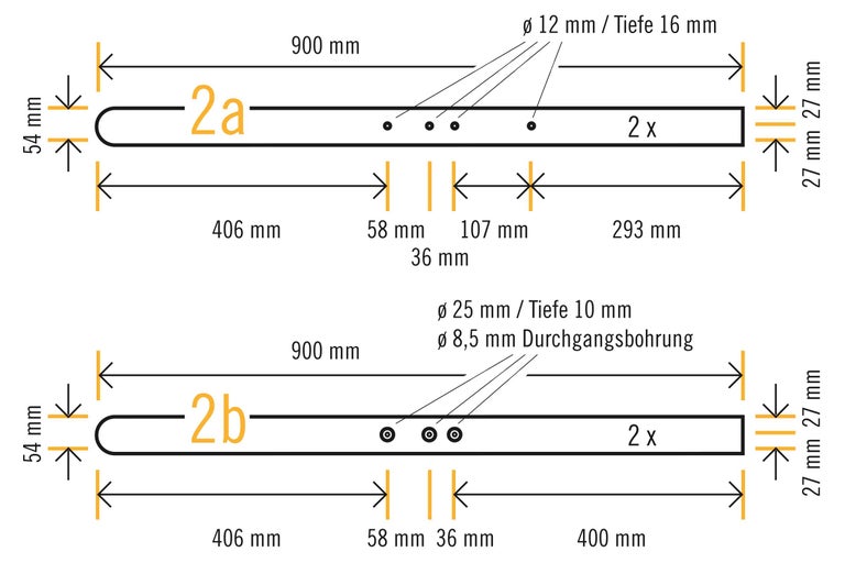 Technische Zeichnung mit Maßangaben
