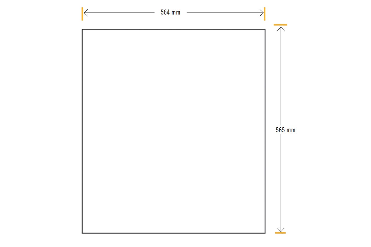 Abmessungen: 564 mm breit und 565 mm hoch