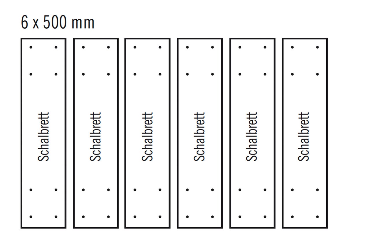 Sechs Schalbretter mit einer Länge von 500 Millimeter.