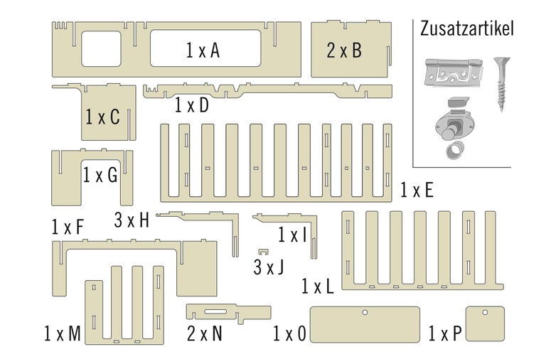Einzelteile und Zubehör für ein Produkt