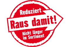 Symbol für einen reduzierten Artikel, der nicht länger im Sortiment ist.