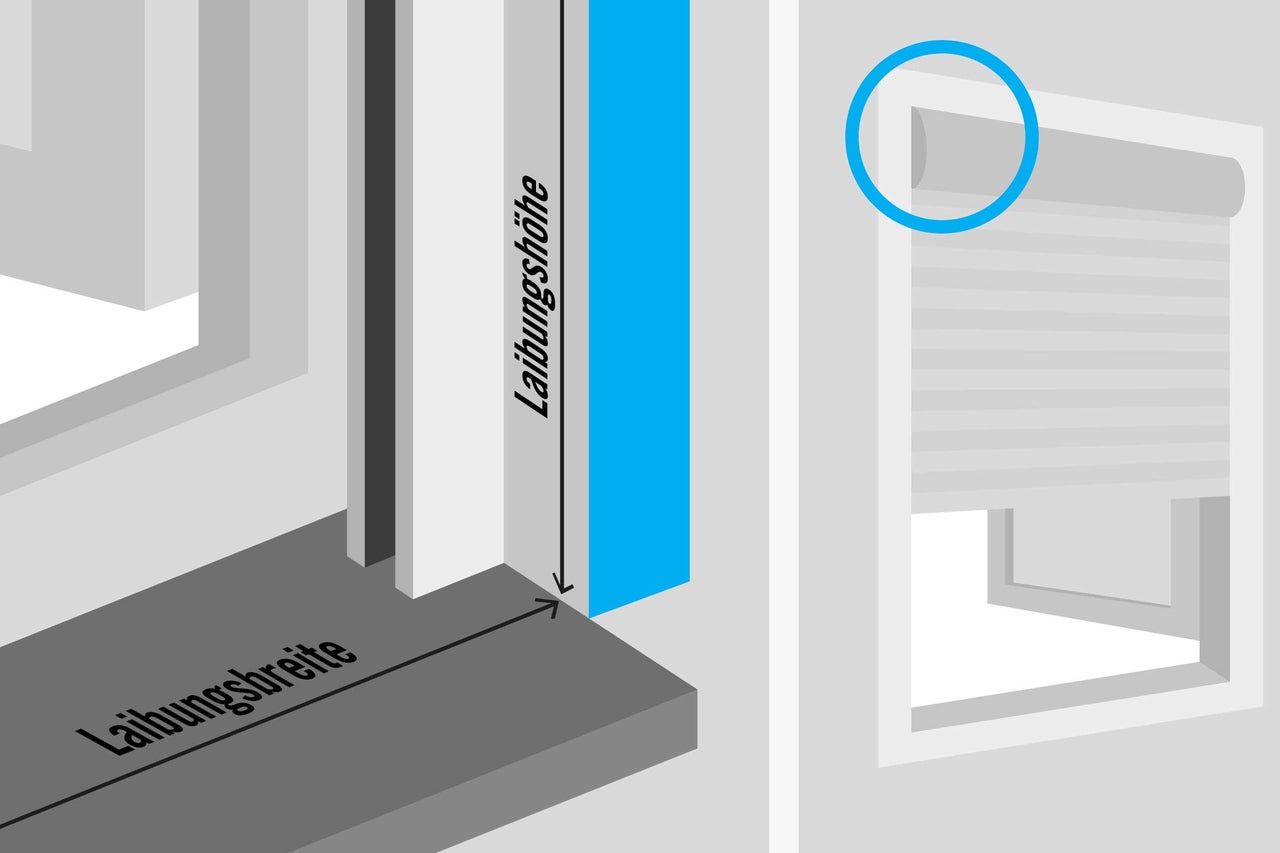Illustration zur Messung der Fensterlaibung für Rollos
