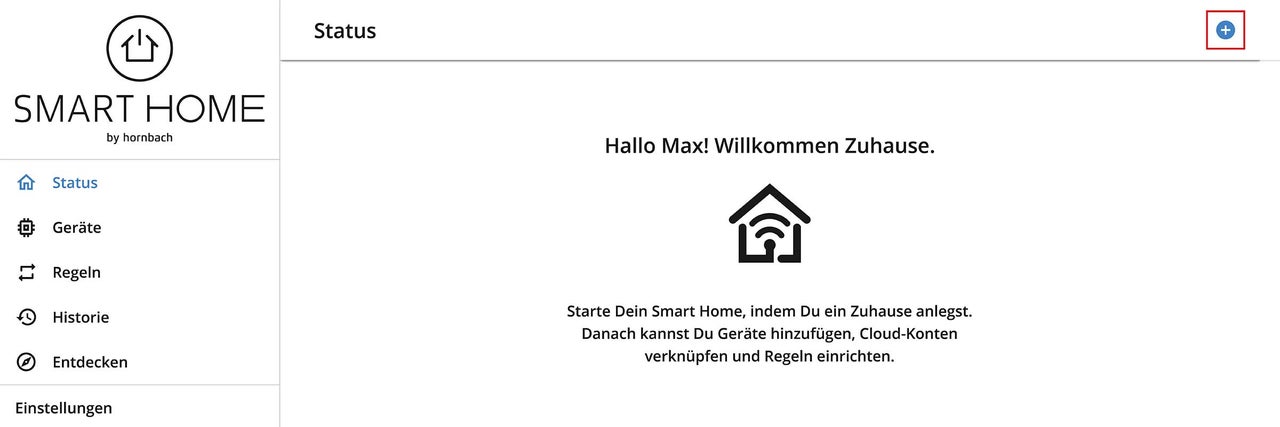 Hornbach Smart Home App Statusseite