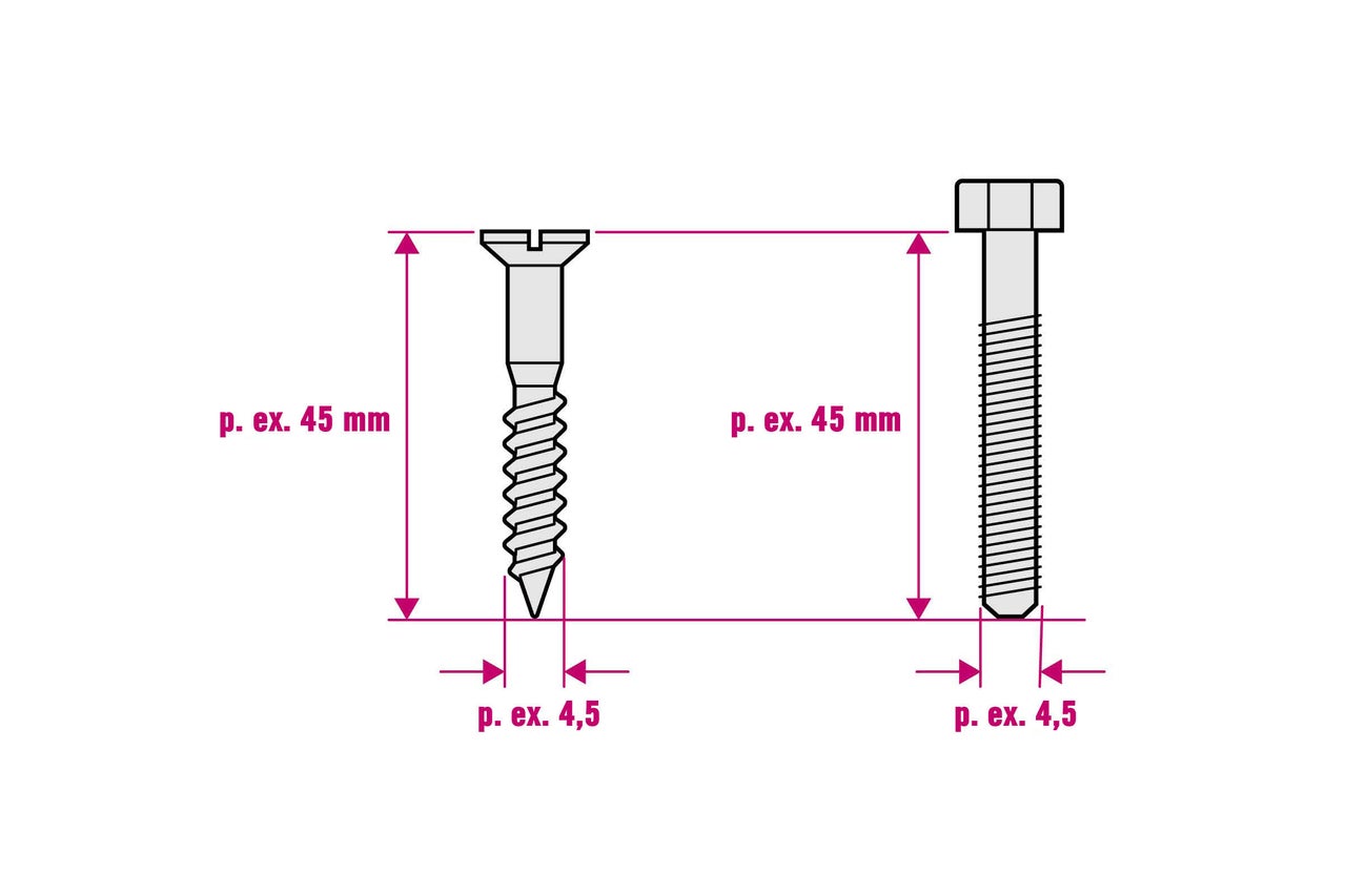 Illustration de vis avec dimensions